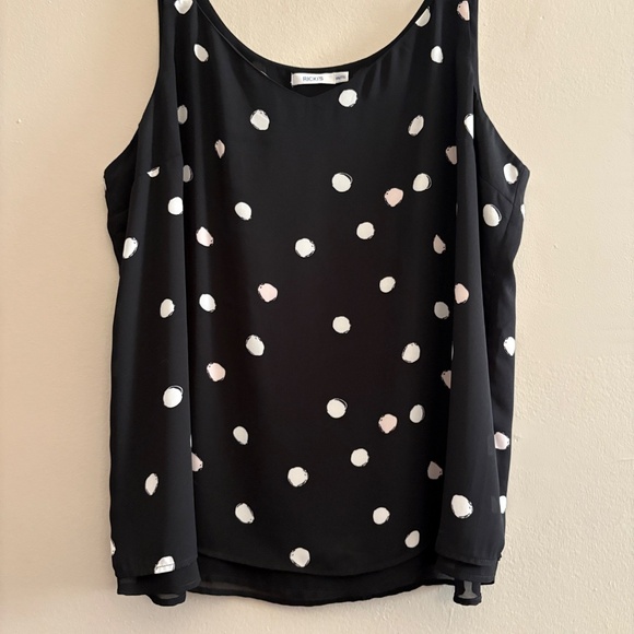 Reitmans Black with Peach & White Polkadot Double Lined Camisole Blouse - Picture 4 of 12